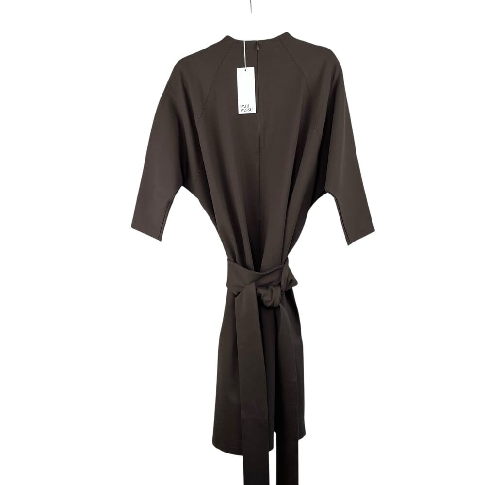 Pari Passu Janice Funnel Midi Dress 3/4 Sleeve Espresso Brown NWT Plus Size D20 - Picture 5 of 16